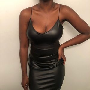 Sexy black leather dress